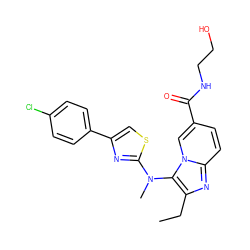 CCc1nc2ccc(C(=O)NCCO)cn2c1N(C)c1nc(-c2ccc(Cl)cc2)cs1 ZINC000217853955