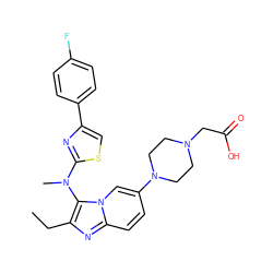 CCc1nc2ccc(N3CCN(CC(=O)O)CC3)cn2c1N(C)c1nc(-c2ccc(F)cc2)cs1 ZINC000217902714