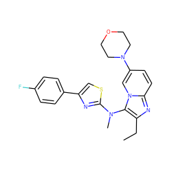 CCc1nc2ccc(N3CCOCC3)cn2c1N(C)c1nc(-c2ccc(F)cc2)cs1 ZINC001772584525