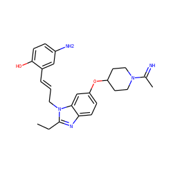 CCc1nc2ccc(OC3CCN(C(C)=N)CC3)cc2n1C/C=C/c1cc(N)ccc1O ZINC000028759313