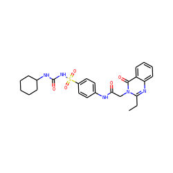 CCc1nc2ccccc2c(=O)n1CC(=O)Nc1ccc(S(=O)(=O)NC(=O)NC2CCCCC2)cc1 ZINC001772579384