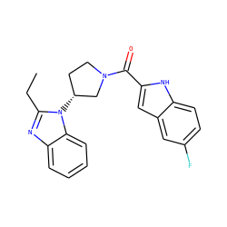 CCc1nc2ccccc2n1[C@@H]1CCN(C(=O)c2cc3cc(F)ccc3[nH]2)C1 ZINC000014976953