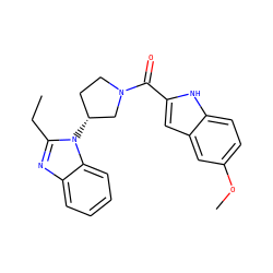 CCc1nc2ccccc2n1[C@@H]1CCN(C(=O)c2cc3cc(OC)ccc3[nH]2)C1 ZINC000014976948
