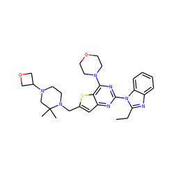 CCc1nc2ccccc2n1-c1nc(N2CCOCC2)c2sc(CN3CCN(C4COC4)CC3(C)C)cc2n1 ZINC000095555694