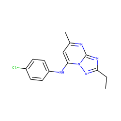 CCc1nc2nc(C)cc(Nc3ccc(Cl)cc3)n2n1 ZINC000073310301