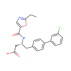 CCc1ncc(C(=O)N[C@@H](CC(=O)O)Cc2ccc(-c3cccc(Cl)c3)cc2)o1 ZINC000140453368