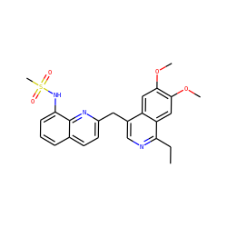 CCc1ncc(Cc2ccc3cccc(NS(C)(=O)=O)c3n2)c2cc(OC)c(OC)cc12 ZINC000205659572