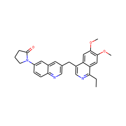 CCc1ncc(Cc2cnc3ccc(N4CCCC4=O)cc3c2)c2cc(OC)c(OC)cc12 ZINC000145121326