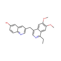 CCc1ncc(Cc2cnc3ccc(O)cc3c2)c2cc(OC)c(OC)cc12 ZINC000145117142