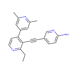 CCc1nccc(-c2cc(C)nc(C)c2)c1C#Cc1ccc(N)nc1 ZINC000114413579