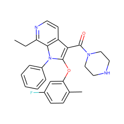 CCc1nccc2c(C(=O)N3CCNCC3)c(Oc3cc(F)ccc3C)n(-c3ccccc3)c12 ZINC000072180128