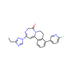 CCc1ncn(C2=NCC(=O)N3CCc4c(cccc4-c4ccc(F)nc4)C3=C2)n1 ZINC000149264866