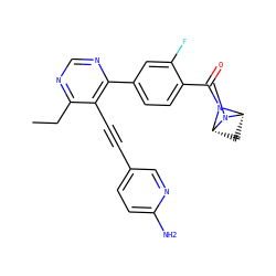 CCc1ncnc(-c2ccc(C(=O)N3[C@H]4C[C@@H]3N4C)c(F)c2)c1C#Cc1ccc(N)nc1 ZINC000167342733
