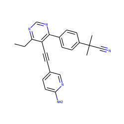 CCc1ncnc(-c2ccc(C(C)(C)C#N)cc2)c1C#Cc1ccc(N)nc1 ZINC000167257410