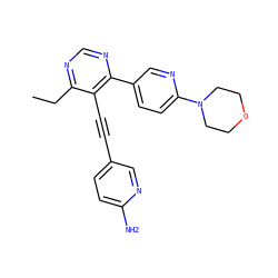 CCc1ncnc(-c2ccc(N3CCOCC3)nc2)c1C#Cc1ccc(N)nc1 ZINC000148872314