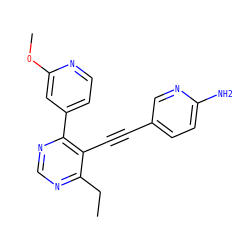 CCc1ncnc(-c2ccnc(OC)c2)c1C#Cc1ccc(N)nc1 ZINC000148859709