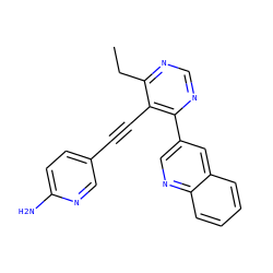 CCc1ncnc(-c2cnc3ccccc3c2)c1C#Cc1ccc(N)nc1 ZINC000148749763