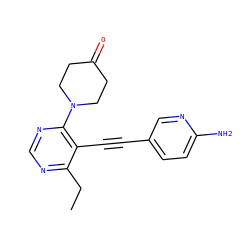 CCc1ncnc(N2CCC(=O)CC2)c1C#Cc1ccc(N)nc1 ZINC000149162201