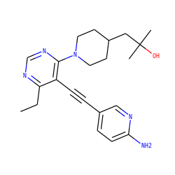 CCc1ncnc(N2CCC(CC(C)(C)O)CC2)c1C#Cc1ccc(N)nc1 ZINC000169699817