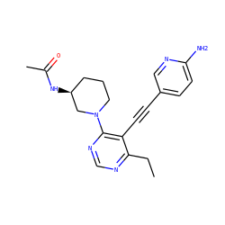 CCc1ncnc(N2CCC[C@H](NC(C)=O)C2)c1C#Cc1ccc(N)nc1 ZINC000149239587