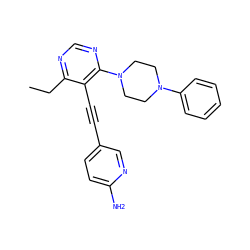 CCc1ncnc(N2CCN(c3ccccc3)CC2)c1C#Cc1ccc(N)nc1 ZINC000149253403