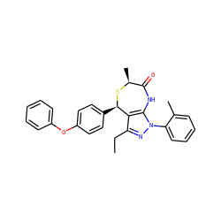 CCc1nn(-c2ccccc2C)c2c1[C@@H](c1ccc(Oc3ccccc3)cc1)S[C@@H](C)C(=O)N2 ZINC000096272020