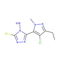 CCc1nn(C)c(-c2nnc(S)n2N)c1Cl ZINC000008681113