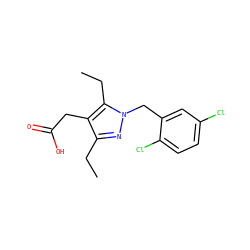 CCc1nn(Cc2cc(Cl)ccc2Cl)c(CC)c1CC(=O)O ZINC000084652196