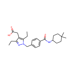 CCc1nn(Cc2ccc(C(=O)NC3CCC(C)(C)CC3)cc2)c(CC)c1CC(=O)O ZINC000168941468