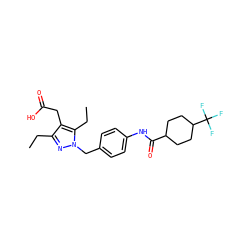 CCc1nn(Cc2ccc(NC(=O)C3CCC(C(F)(F)F)CC3)cc2)c(CC)c1CC(=O)O ZINC000169704004