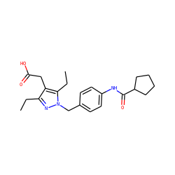 CCc1nn(Cc2ccc(NC(=O)C3CCCC3)cc2)c(CC)c1CC(=O)O ZINC000168891694