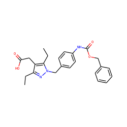 CCc1nn(Cc2ccc(NC(=O)OCc3ccccc3)cc2)c(CC)c1CC(=O)O ZINC000113988112