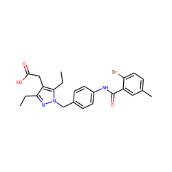 CCc1nn(Cc2ccc(NC(=O)c3cc(C)ccc3Br)cc2)c(CC)c1CC(=O)O ZINC000168883579