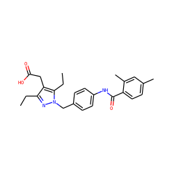 CCc1nn(Cc2ccc(NC(=O)c3ccc(C)cc3C)cc2)c(CC)c1CC(=O)O ZINC000168882390