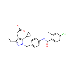 CCc1nn(Cc2ccc(NC(=O)c3ccc(Cl)cc3C)cc2)c(C2CC2)c1CC(=O)O ZINC000168905136