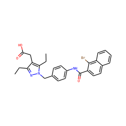 CCc1nn(Cc2ccc(NC(=O)c3ccc4ccccc4c3Br)cc2)c(CC)c1CC(=O)O ZINC000168887093