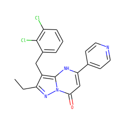 CCc1nn2c(=O)cc(-c3ccncc3)[nH]c2c1Cc1cccc(Cl)c1Cl ZINC000095584240