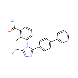 CCc1nnc(-c2ccc(-c3ccccc3)cc2)n1-c1cccc(C(N)=O)c1C ZINC000096283505