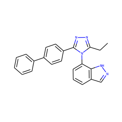 CCc1nnc(-c2ccc(-c3ccccc3)cc2)n1-c1cccc2cn[nH]c12 ZINC000073385867