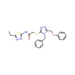 CCc1nnc(NC(=O)CSc2nnc(COc3ccccc3)n2Cc2ccccc2)s1 ZINC000000916222
