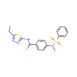 CCc1nnc(NC(=O)c2ccc(N(C)S(=O)(=O)c3ccccc3)cc2)s1 ZINC000001135954