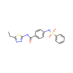 CCc1nnc(NC(=O)c2ccc(NS(=O)(=O)c3ccccc3)cc2)s1 ZINC000006267373