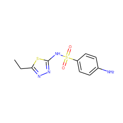 CCc1nnc(NS(=O)(=O)c2ccc(N)cc2)s1 ZINC000000049138
