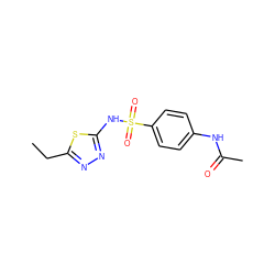 CCc1nnc(NS(=O)(=O)c2ccc(NC(C)=O)cc2)s1 ZINC000000187839