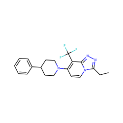CCc1nnc2c(C(F)(F)F)c(N3CCC(c4ccccc4)CC3)ccn12 ZINC000095578784