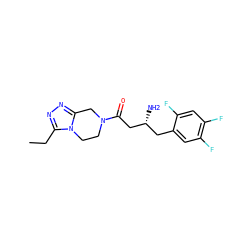 CCc1nnc2n1CCN(C(=O)C[C@H](N)Cc1cc(F)c(F)cc1F)C2 ZINC000028820852