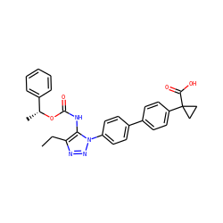 CCc1nnn(-c2ccc(-c3ccc(C4(C(=O)O)CC4)cc3)cc2)c1NC(=O)O[C@H](C)c1ccccc1 ZINC000095572703