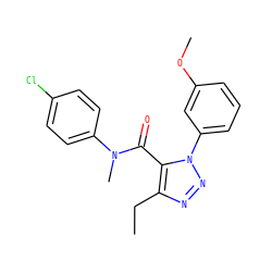 CCc1nnn(-c2cccc(OC)c2)c1C(=O)N(C)c1ccc(Cl)cc1 ZINC000103297774