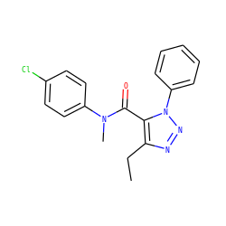 CCc1nnn(-c2ccccc2)c1C(=O)N(C)c1ccc(Cl)cc1 ZINC000045389809