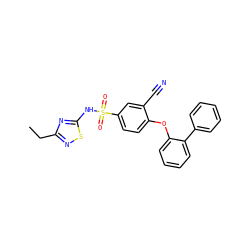 CCc1nsc(NS(=O)(=O)c2ccc(Oc3ccccc3-c3ccccc3)c(C#N)c2)n1 ZINC000095585241